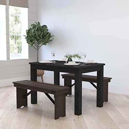 Merrick Lane Jessamine 60" X 38" Rectangular Antique Rustic Solid Pine Farm Dining Table 9 Merrick Lane Jessamine 60" X 38" Rectangular Antique Rustic Solid Pine Farm Dining Table - Image 9