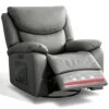 COOSLEEP Large Power Recliner Swivel Glider With USB And Type-C Charging Ports, Upholstered Breathable Leather Living Room Reclining Sofa Chair With Lumbar Support (Grey)