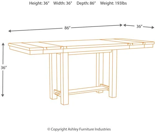 Signature Design By Ashley Moriville Rustic Farmhouse 36" Counter Height Dining Extension Table, Brown 3 Signature Design By Ashley Moriville Rustic Farmhouse 36" Counter Height Dining Extension Table, Brown - Image 3