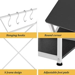 SDHYL Coffee Bar, 35 Inch Bakers Rack Microwave Stand With 4 Storage Shelves, Kitchen Shelves Organizers Bakers Racks With Storage, Microwave Table Coffee Station Table For Home Kitchen Bathroom -Safavieh Furniture 41ZDRbocdnL