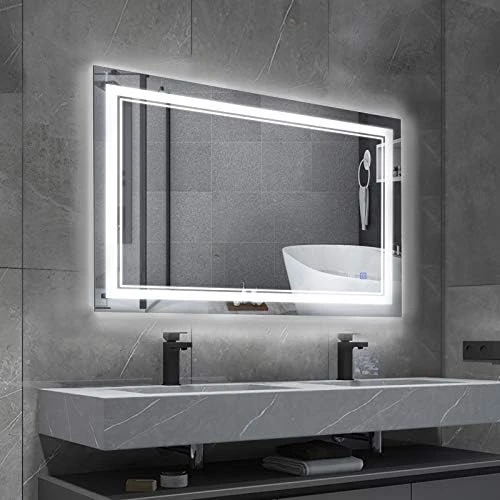 BBE 40 X 24 Inch LED Bathroom Wall-Mounted Mirror Anti-Fog Makeup Mirror With Dimmable Light And Touch Button(Horizontal/Vertical) 6 BBE 40 X 24 Inch LED Bathroom Wall-Mounted Mirror Anti-Fog Makeup Mirror With Dimmable Light And Touch Button(Horizontal/Vertical) - Image 6