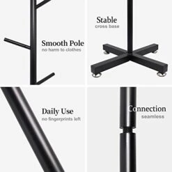 Jolitac Modern Metal Coat Rack In Black Free Standing 7 Hooks Hall Tree In Corner, Hat Hanger & Coat Racks Stand Entryway Organizer For Clothes, Bags, Umbrella (Black) -Safavieh Furniture 41ZIHPr0lhL