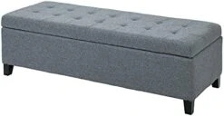 HOMCOM 51 Large Tufted Linen Fabric Ottoman Storage Bench With Soft Close Top - Heather Grey -Safavieh Furniture 41ZKVRzNs1L. AC