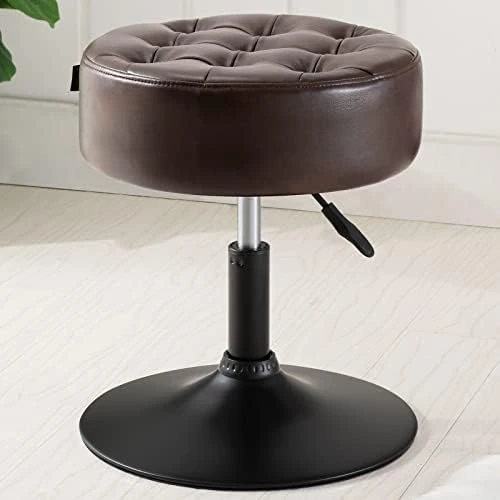 Furniliving Mid-Century Tufted Adjustable Swivel Makeup Ottoman Stool; Modern Big Size Round Vanity Stool Chair For Bedroom Living Room (White) 6 Furniliving Mid-Century Tufted Adjustable Swivel Makeup Ottoman Stool; Modern Big Size Round Vanity Stool Chair For Bedroom Living Room (White) - Image 6