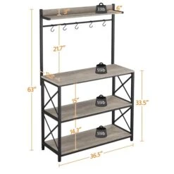 GENERIC 4-Tier Bakers Rack Kitchen Storage Shelf With S-Hooks, NTT 364 (Gray) -Safavieh Furniture 41ZNsOHcMWL