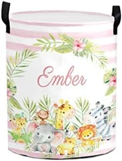 Cute Jungle Animals Personalized Laundry Basket Clothes Hamper With Handles Waterproof,Custom Collapsible Laundry Storage Baskets For Bedroom,Bathroom Decorative Large Capacity -Safavieh Furniture 41ZO5poZsL. AC