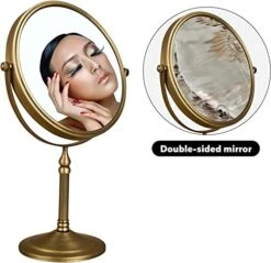 Leyden Antique Brass Makeup Mirror, 3X Magnifying Vanity Mirror Tabletop Double Side 7.8 Inch Bathroom Hardware Accessories -Safavieh Furniture 41ZOxEfGi7L
