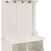 Crosley Furniture Seaside Hall Tree, Entryway Bench With Coat Rack And Shoe Cabinet, Distressed White