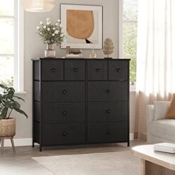 REAHOME 10 Drawer Dresser For Bedroom Fabric Storage Tower Wide Black Dresser With Wood Top Sturdy Steel Frame Storage Organizer Unit For Living Room Hallway Entryway Closets Nursery (Black Grey) 7 REAHOME 10 Drawer Dresser For Bedroom Fabric Storage Tower Wide Black Dresser With Wood Top Sturdy Steel Frame Storage Organizer Unit For Living Room Hallway Entryway Closets Nursery (Black Grey) -Safavieh Furniture 41ZUZhGIw7L