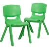 Flash Furniture Whitney 2 Pack Green Plastic Stackable School Chair With 15.5" Seat Height