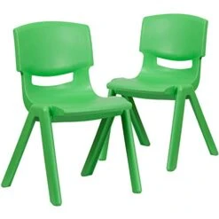 Flash Furniture Whitney 2 Pack Green Plastic Stackable School Chair With 15.5" Seat Height