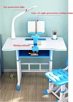 OLOTU Height Adjustable Kids Desk And Chair Set, Writing Table With Tilt Desktop & LED Light & Storage Drawer, Study Desk For Boys Girls -Safavieh Furniture 41ZW8JvU07L