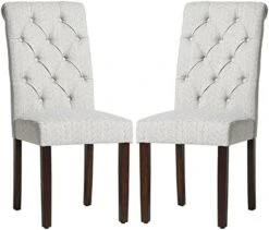 COLAMY Tufted Dining Chairs Set Of 2, Accent Parsons Diner Chairs Upholstered Fabric Dining Room Chairs Side Chair Stylish Kitchen Chairs With Solid Wood Legs And Padded Seat - Beige -Safavieh Furniture 41ZY9 jo7kL. AC