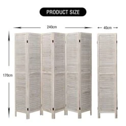 6 Panel Room Divider, Wood Room Divider Temporary Wall, Extra Wide Folding Room Dividers And Privacy Screens, Dividers For Bedroom Studio Apartment Dorm(White) -Safavieh Furniture 41ZZUVE7NoL