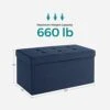 SONGMICS 30 Inches Folding Storage Ottoman Bench, Storage Chest, Foot Rest Stool, Navy Blue ULSF47IN