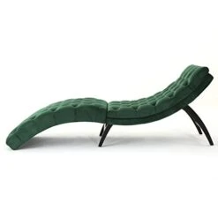 Christopher Knight Home Garret Tufted Velvet Chaise Lounge, Emerald / Dark Brown