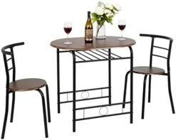 VINGLI 3 Piece Dining Set,Small Kitchen Table Set For 2,Breakfast Table Set,Kitchen Wooden Table And 2 Chairs For Small Space/Dining Room/Apartment,Metal Frame,Wine Rack,White&Light Oak 21 VINGLI 3 Piece Dining Set,Small Kitchen Table Set For 2,Breakfast Table Set,Kitchen Wooden Table And 2 Chairs For Small Space/Dining Room/Apartment,Metal Frame,Wine Rack,White&Light Oak -Safavieh Furniture 41a08qEnuKL. AC