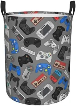 Gbuzozie 38l Round Laundry Hamper Game Joystick Storage Basket Waterproof Coating Organizer Bin For Nursery Clothes Toys -Safavieh Furniture 41a15Vq3zrL. AC