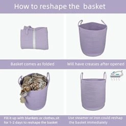 XUANGUO Rope Laundry Basket Hamper For Clothes Woven Storage Basket For Living Room Bedroom Boho Tall Rope Baskets For Blanket Toys Pillow Towels Baby Nursery Hamper Bin Large Purple Or Lavendor -Safavieh Furniture 41aPJJgE69L