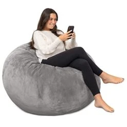 Milliard Big Ultra Supportive Stuffed Bean Bag Chair Couch For Adults And Kids Filled With Shredded Foam (Grey)