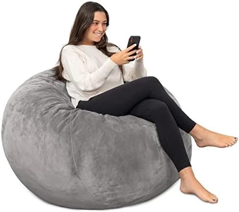Milliard Big Ultra Supportive Stuffed Bean Bag Chair Couch For Adults And Kids Filled With Shredded Foam (Grey) 7 Milliard Big Ultra Supportive Stuffed Bean Bag Chair Couch For Adults And Kids Filled With Shredded Foam (Grey) - Image 7