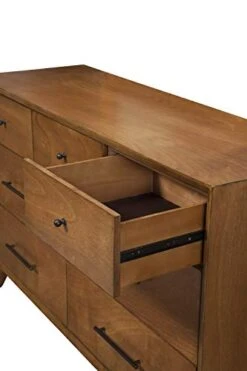Alpine Furniture Flynn Mid Century Modern 7 Drawer Dresser, 56" W X 19" D X 36.5" H, Acorn -Safavieh Furniture 41aiVL5tAuL
