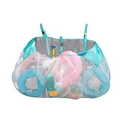 Pool Storage Mesh Bag, Large Capacity Beach Toy Balls Bag Pool Float Holder Organizer, Sports Equipment Container, Hanging Storage Bag For Swimming Ring 57''X29'' (Blue)