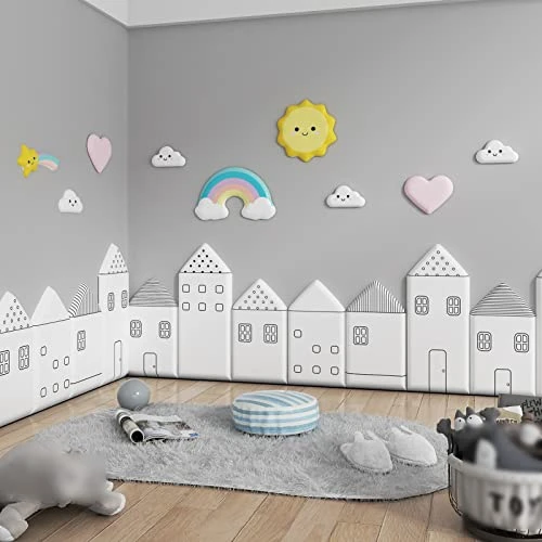 LXBAMKEA Children's Room Self-Adhesive Wall Stickers, Soft Bag Anti-Collision 3D Wall Panels, Nursery Playroom Protective Wall Cushion, Home Living Room Waterproof Decor Wall Pad (Color : Pattern-2, 2 LXBAMKEA Children's Room Self-Adhesive Wall Stickers, Soft Bag Anti-Collision 3D Wall Panels, Nursery Playroom Protective Wall Cushion, Home Living Room Waterproof Decor Wall Pad (Color : Pattern-2, - Image 2