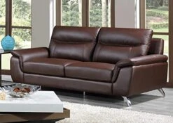 Cortesi Home Chicago Leather Sofa, 79", Brown
