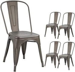 Devoko Metal Indoor-Outdoor Chairs Distressed Style Kitchen Dining Chairs Stackable Side Chairs With Back Set Of 4 (Blue) -Safavieh Furniture 41auP4KBKAL. AC 1