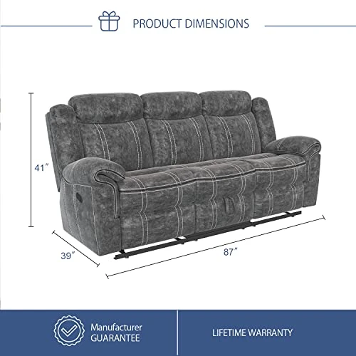 ACME FURNITURE Zubaida Sofa (Glider & Motion) - - 2-Tone Gray Velvet. 3 ACME FURNITURE Zubaida Sofa (Glider & Motion) - - 2-Tone Gray Velvet. - Image 3