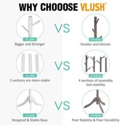 Vlush Free Standing Coat Rack, 8 Hooks Wooden Coat Hat Tree Coat Hanger Holder Enterway Hall Tree With Solid Rubber Wood Base For Coat, Hat, Clothes, Scarves, Handbags, Umbrella-White -Safavieh Furniture 41b0qTbYsRL