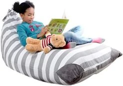 XL Stuffed Animal Storage Bean Bag Chair By Mylola | Premium Quality Cotton Canvas Cover | Kids Soft Toy Organizer Fits 200L | Makes Comfy Lounger -Safavieh Furniture 41b1DBfiz9L. AC