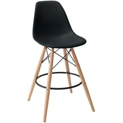 2xhome - Set Of Two (2) -Black- 25" Seat Height Molded Plastic Modern Counter Stools With Backs And Armless Natural Legs Wood Eiffel Legs Dowel-Leg 20 2xhome - Set Of Two (2) -Black- 25" Seat Height Molded Plastic Modern Counter Stools With Backs And Armless Natural Legs Wood Eiffel Legs Dowel-Leg -Safavieh Furniture 41b1e25XOrL