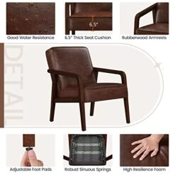 Yaheetech PU Leather Accent Chair, Mid-Century Modern Barrel Chair With Wooden Frame And Soft Thick Padded For Living Room Bedroom Home Office, Set Of 2, Dark Brown -Safavieh Furniture 41b367Ei52L