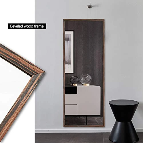 BOLEN 65”x22” Full Length Mirror With Wood Frame And Metal Holder, Large Rectangle Dressing Mirror Floor Mirror, HD And Explosion-Proof Silver Mirror, Standing Hanging Or Leaning Wall(Brown) 3 BOLEN 65”x22” Full Length Mirror With Wood Frame And Metal Holder, Large Rectangle Dressing Mirror Floor Mirror, HD And Explosion-Proof Silver Mirror, Standing Hanging Or Leaning Wall(Brown) - Image 3