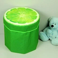 DOUBAO Folding Storage Organizer Stool Cute 3D Creative Fruit Velvet Toy Storage Box Footstool (Color : Pineapple) -Safavieh Furniture 41bHx6GMtLL. AC