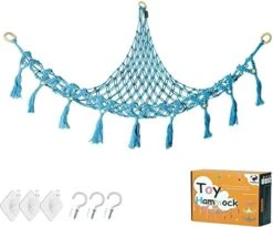 Stuffed Animal Toy Hammock Corner Hammock Organizer Display Rack Bohemian Net Bag For Hanging Toys Hanging Stuffed Animal Organizer Corner Toy Storage Rack Stuffed Animal Net Tassel 44 In (Pink) -Safavieh Furniture 41bKJq4Q5IL. AC