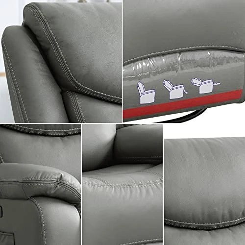 COOSLEEP Large Power Recliner Swivel Glider With USB And Type-C Charging Ports, Upholstered Breathable Leather Living Room Reclining Sofa Chair With Lumbar Support (Grey) 5 COOSLEEP Large Power Recliner Swivel Glider With USB And Type-C Charging Ports, Upholstered Breathable Leather Living Room Reclining Sofa Chair With Lumbar Support (Grey) - Image 5