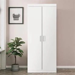 GENERIC Modern Simple Style Armoire Clothes Closet For Bedroom White Contemporary Wood Solid