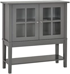 HOMCOM Coffee Bar Cabinet, Modern Sideboard Buffet Cabinet, Kitchen Cabinet With 2 Glass Doors, Adjustable Inner Shelving And Bottom Shelf, Grey -Safavieh Furniture 41bPhCbFLOL. AC