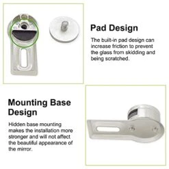 UFURMATE Mirror Clips, 4Pcs Round Bathroom Mirror Supports Wall Mounted Metal Mirror Brackets Glass Mirror Hanging Holder Kit For 4-6mm Thick Frameless Mirror -Safavieh Furniture 41bTX8opHqS