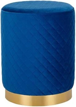 BIRDROCK HOME Round Cream Velvet Ottoman Foot Stool With Lattice Design – Soft Compact Padded Stool – Gold Trim - Great For The Living Room Or Bedroom – Decorative Furniture – Foot Rest -Safavieh Furniture 41bbmHBrNVL. AC