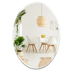 GENERIC Villacola 20x28 Inch Oval Bathroom Mirror Beveled Edge Frameless Decorative Mirror For Wall In Entryway Washroom Living Room And More