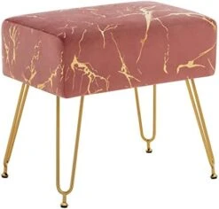 Fefances Large Vanity Stool Chair For Makeup Room Modern Velvet Square Ottoman Comfortable Footrest Stool With V Gold Legs Pink -Safavieh Furniture 41be9b xUFL. AC
