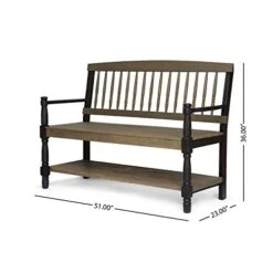 Christopher Knight Home Eddie Indoor Farmhouse Acacia Wood Bench With Shelf, Gray And Black Finish -Safavieh Furniture 41beTAwyJ7L