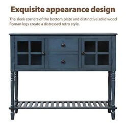 LZ LEISURE ZONE Console Table With Bottom Shelf, Buffet Sideboard Farmhouse Wood Storage Cabinet For Living Room (Antique Navy, 42“L) 17 LZ LEISURE ZONE Console Table With Bottom Shelf, Buffet Sideboard Farmhouse Wood Storage Cabinet For Living Room (Antique Navy, 42“L) -Safavieh Furniture 41bvnijbDuL 1