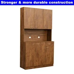 GENERIC AOMUSON New Upgrade Thicken Wood 71 Inch Tall Kitchen Pantry Cabinets, Farmhouse Freestanding Storage Cabinets Wardrobe Armoire, Kitchen Buffet Cabinet With 6 Doors, Shelves & Drawer (Walnut) -Safavieh Furniture 41bxxIqwgKL