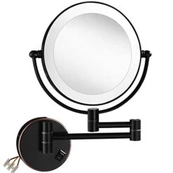 Gecious 10x Wall Mounted Lighted Mirror, Double-Sided 8 Inches,Double Sided 10x Magnifying Mirror For Bathroom Vanity Mirror, 13-Inch Extension, Plug In, Brass Oil Rubbed Bronze -Safavieh Furniture 41c1I6AsZLL