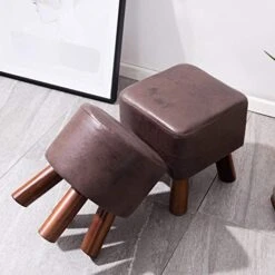 Upholstered Footstool, Pouf Chair Multifunctional Changing Shoe Stool With Wooden Leg For Bedroom, Living Room, Office,S3 (S2) High Capacity -Safavieh Furniture 41c9cgX8A5L